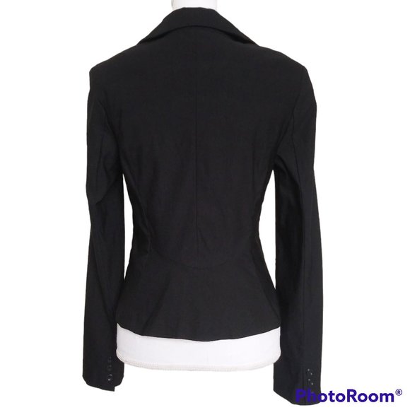 4/$20 BCX Black Ruched Fitted Blazer Jacket Junior Size XL Stretch Fabric - Picture 3 of 6
